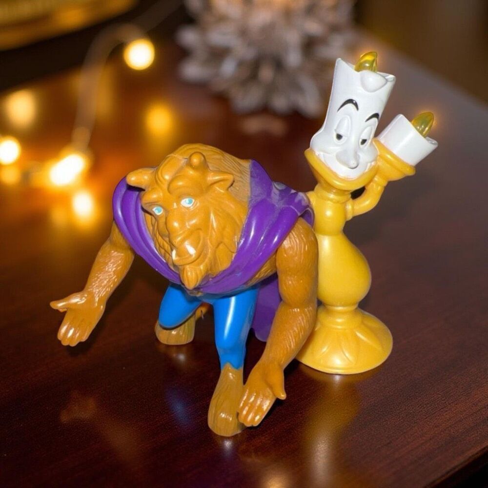 1998 McDonalds Happy Meal Toy Beauty & The Beast Beast & Lumiere Figures B2